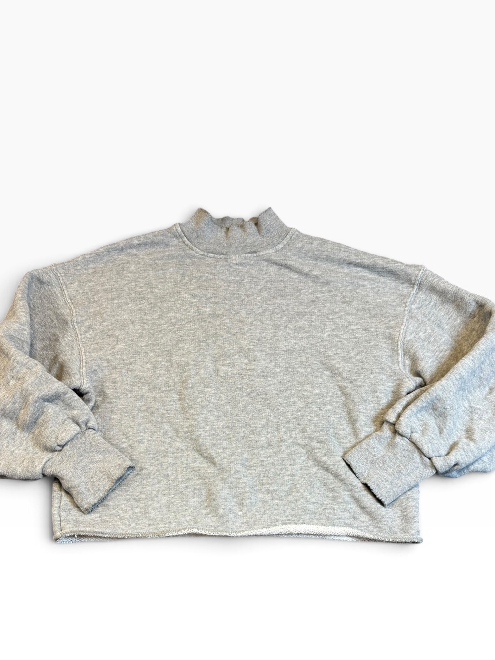 J.Crew Heritage Terry Mockneck Sweatshirt Heather Gray Small Crop GUC